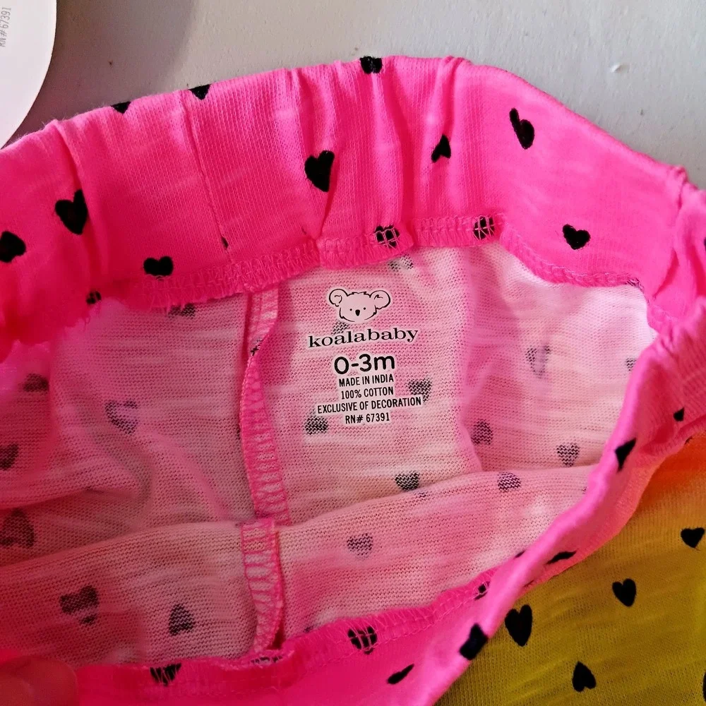Koala Baby Watermelon Bodysuit Shorts Set 0-3 Months‎ Neon Y2K Kidcore Rainbow